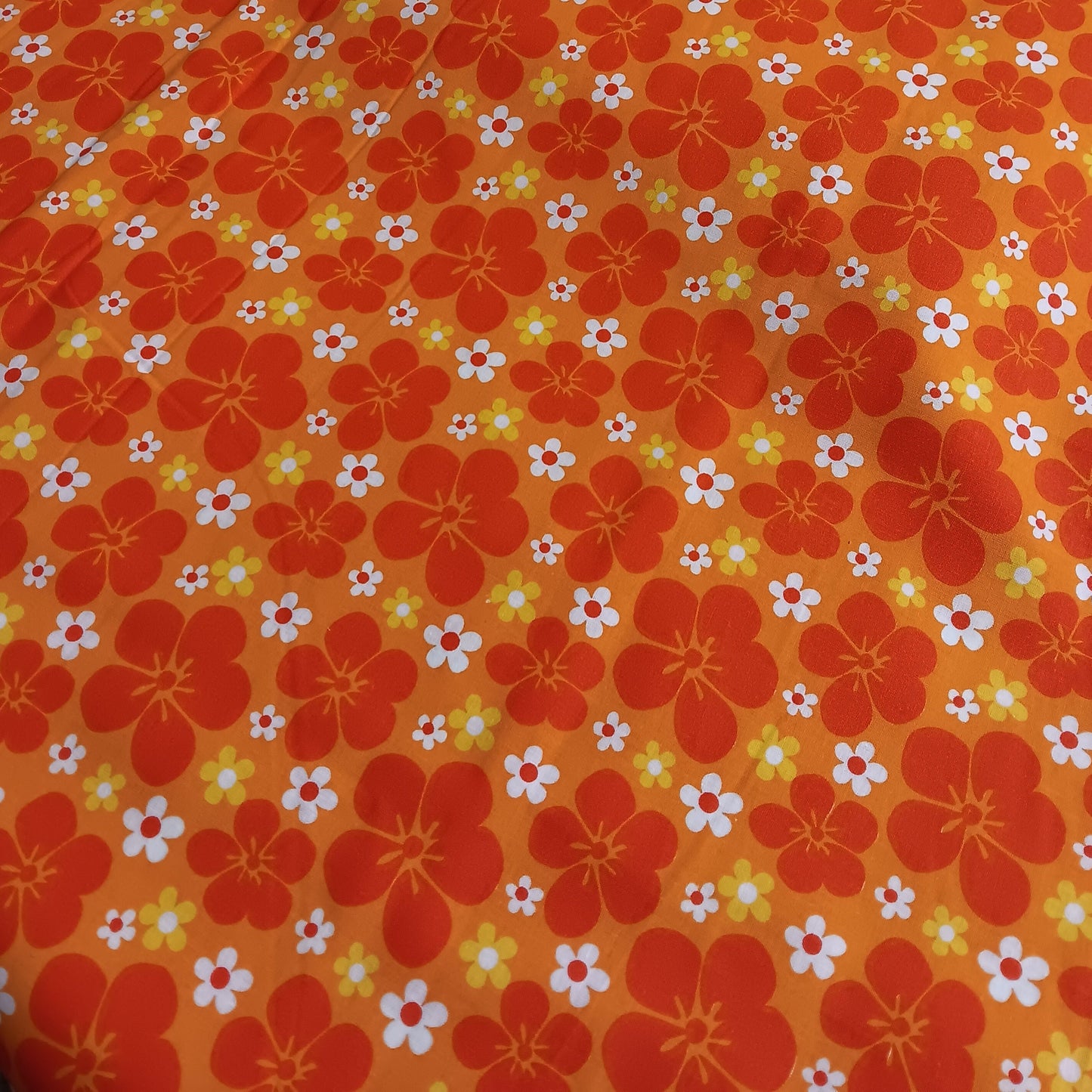 Orange & White Floral Cotton